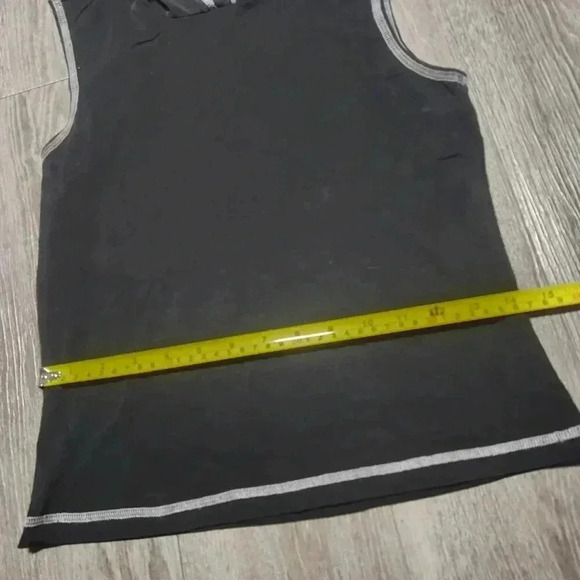 Vintage 80s basic black sleeveless hooded top with white contrast stitching - Picture 11 of 12